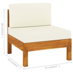3-osobowa sofa ogrodowa z kremowymi poduszkami, drewno akacjowe