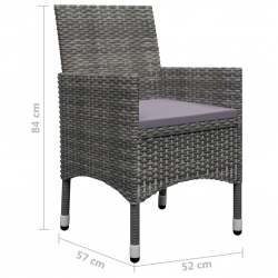 3-częściowy zestaw mebli bistro, rattan PE i akacja, szary