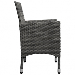3-częściowy zestaw mebli bistro, rattan PE i akacja, szary