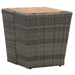 3-częściowy zestaw mebli bistro, rattan PE i akacja, szary