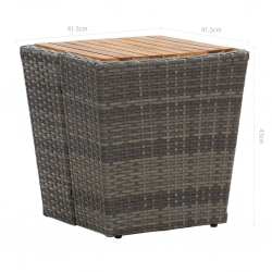 3-częściowy zestaw mebli bistro, rattan PE i akacja, szary