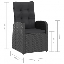 9-cz. zestaw mebli ogrodowych z poduszkami, rattan PE, czarny