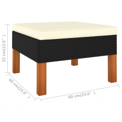 12-cz. zestaw wypoczynkowy, poduszki, rattan PE, czarny