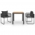 3-częściowy zestaw mebli ogrodowych, rattan PVC, czarno-brązowy