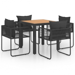 5-częściowy zestaw mebli ogrodowych, rattan PVC, czarno-brązowy