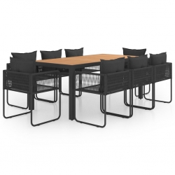 9-częściowy zestaw mebli ogrodowych, rattan PVC, czarno-brązowy