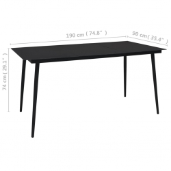 9-cz. zestaw mebli ogrodowych, rattan PVC, czarny
