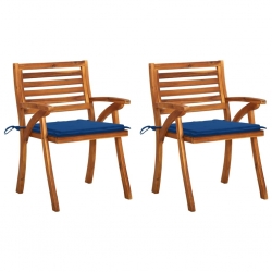 Krzesła ogrodowe z poduszkami, 2 szt., lite drewno akacjowe