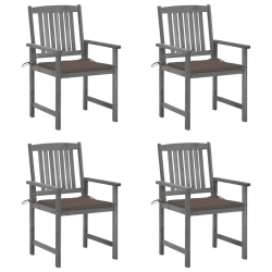 Krzesła reżyserskie z poduszkami, 4 szt., szare, akacjowe