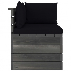 Ogrodowa sofa narożna z palet, z poduszkami, drewno sosnowe