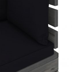 Ogrodowa sofa narożna z palet, z poduszkami, drewno sosnowe