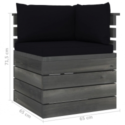 Ogrodowa sofa narożna z palet, z poduszkami, drewno sosnowe