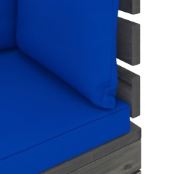 Ogrodowa sofa narożna z palet, z poduszkami, drewno sosnowe