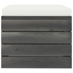 Ogrodowy stołek z palet z poduszką, drewno sosnowe