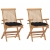 Krzesła ogrodowe z czarnymi poduszkami, 2 szt., drewno tekowe