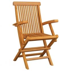 Krzesła ogrodowe, kobaltowe poduszki, 3 szt., drewno tekowe
