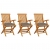 Krzesła ogrodowe, szare poduszki, 3 szt., lite drewno tekowe