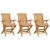 Krzesła ogrodowe, beżowe poduszki, 3 szt., lite drewno tekowe