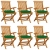 Krzesła ogrodowe, zielone poduszki, 6 szt., drewno tekowe