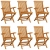 Krzesła ogrodowe, czerwone poduszki, 6 szt., drewno tekowe