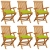 Krzesła ogrodowe, jasnozielone poduszki, 6 szt., drewno tekowe