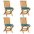 Krzesła ogrodowe, jasnoniebieskie poduszki, 4 szt., tekowe
