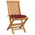 Krzesła ogrodowe, czerwone poduszki, 4 szt., drewno tekowe