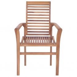 Krzesła stołowe, 2 szt., kobaltowe poduszki, drewno tekowe
