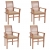 Krzesła stołowe, 4 szt., beżowe poduszki, drewno tekowe
