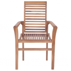 Krzesła stołowe, 4 szt., antracytowe poduszki, drewno tekowe