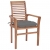 Krzesła stołowe, 4 szt., szare poduszki, drewno tekowe