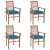 Krzesła stołowe, 4 szt., jasnoniebieskie poduszki, tekowe