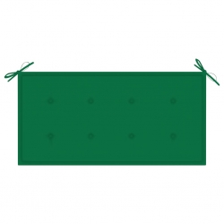 Ławka ogrodowa z zieloną poduszką, 112 cm, lite drewno tekowe