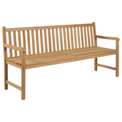 Ławka ogrodowa z beżową poduszką, 175 cm, lite drewno tekowe