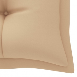 Ławka ogrodowa z beżową poduszką, 175 cm, lite drewno tekowe