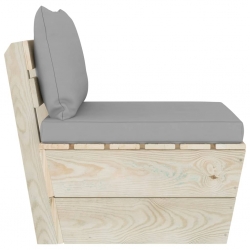 Ogrodowa sofa środkowa z palet, poduszki, impregnowany świerk
