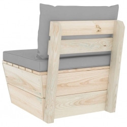 Ogrodowa sofa środkowa z palet, poduszki, impregnowany świerk