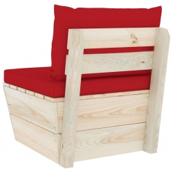 Ogrodowa sofa środkowa z palet, poduszki, impregnowany świerk