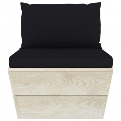 Ogrodowa sofa środkowa z palet, poduszki, impregnowany świerk