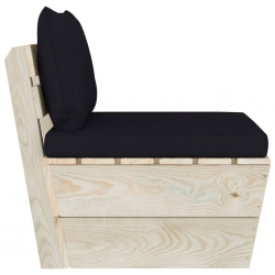 Ogrodowa sofa środkowa z palet, poduszki, impregnowany świerk