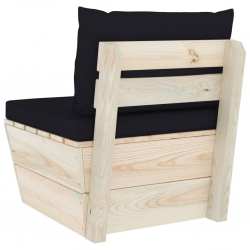 Ogrodowa sofa środkowa z palet, poduszki, impregnowany świerk