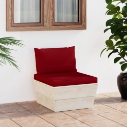 Ogrodowa sofa środkowa z palet, poduszki, impregnowany świerk