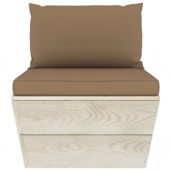 Ogrodowa sofa 3-osobowa z palet, z poduszkami, drewno świerkowe