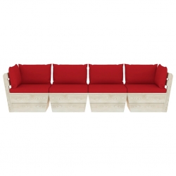 Ogrodowa sofa 4-osobowa z palet, z poduszkami, drewno świerkowe