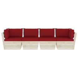 Ogrodowa sofa 4-osobowa z palet, z poduszkami, drewno świerkowe