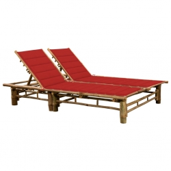 2-osobowy leżak z poduszkami, bambusowy