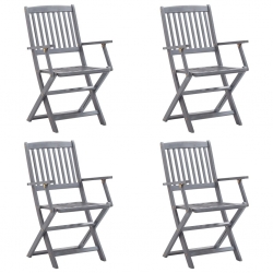Składane krzesła ogrodowe, 4 szt., poduszki, drewno akacjowe