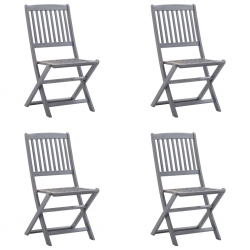 Składane krzesła ogrodowe, 4 szt., poduszki, drewno akacjowe