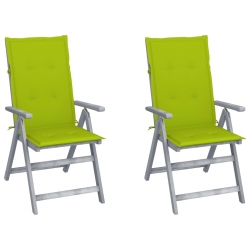 Rozkładane krzesła ogrodowe z poduszkami, 2 szt., lita akacja