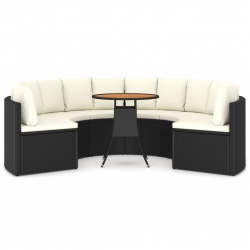 7-częściowa sofa ogrodowa z poduszkami, rattan PE, czarna